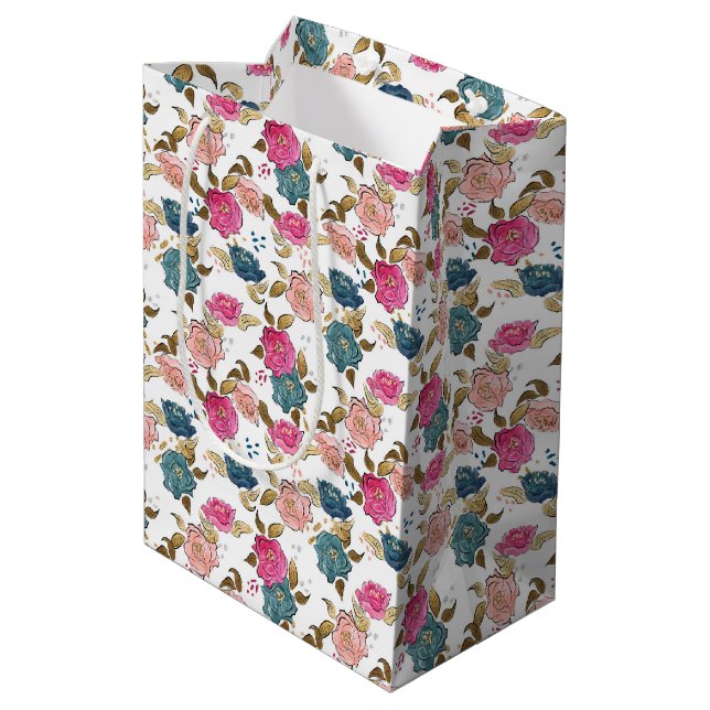 Birthday Girl Pattern Mittlere Geschenktüte (Rückseite Schrägansicht)