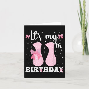 Birthday Girl Pink Coquette Bow 11 Jahre alt Aesth Karte
