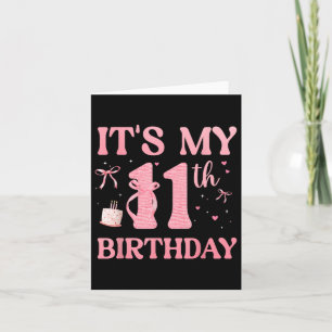 Birthday Girl Pink Coquette Bow 11 Jahre alt Aesth Karte