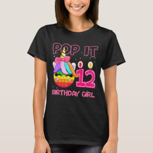 Birthday Girl Pop It 12th Birthday Unicorn Fidget T-Shirt