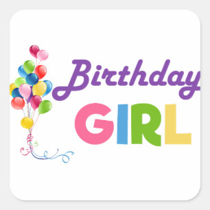 Birthday Girl Quadratischer Aufkleber