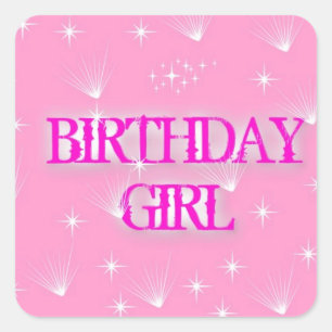 BIRTHDAY GIRL QUADRATISCHER AUFKLEBER