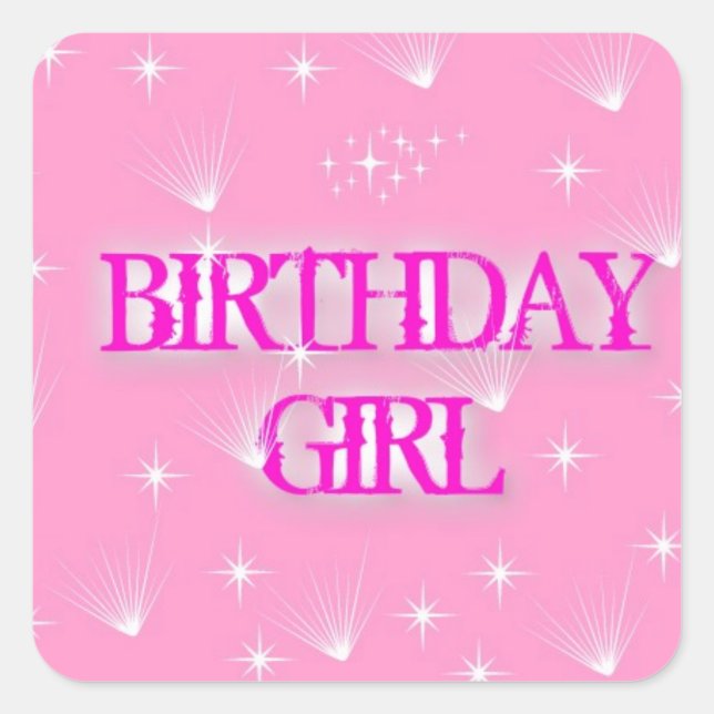 BIRTHDAY GIRL QUADRATISCHER AUFKLEBER (Vorderseite)
