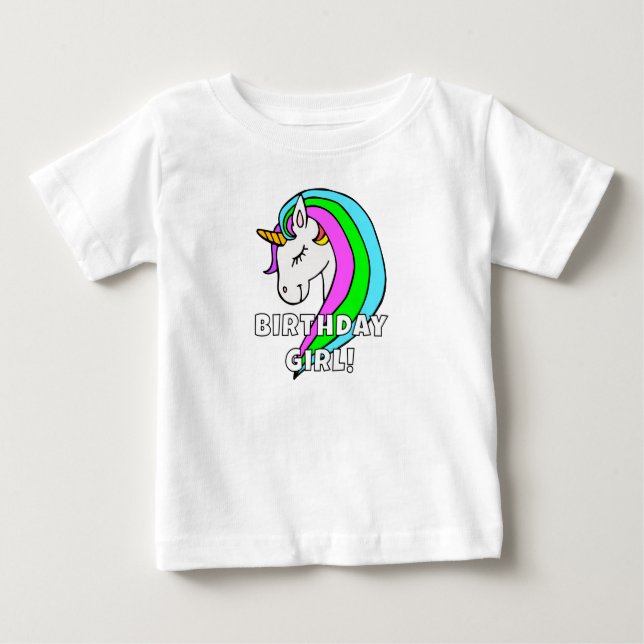 Birthday Girl Rainbow Unicorn Kinderkind T - Shirt (Vorderseite)