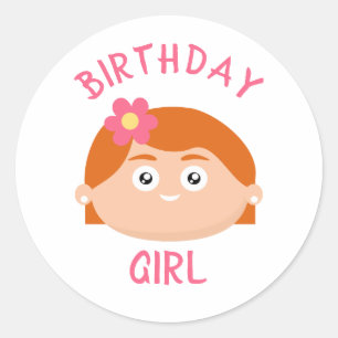 Birthday Girl Runder Aufkleber