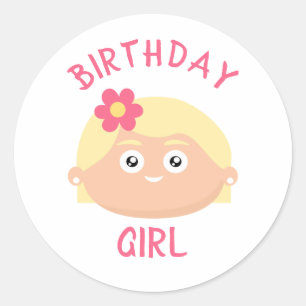 Birthday Girl Runder Aufkleber