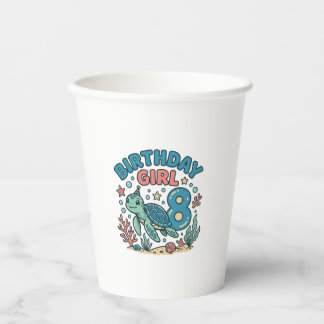 Birthday Girl Sea Turtle 8th Birthday Shirt Design Pappbecher
