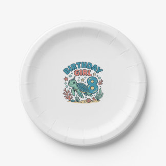 Birthday Girl Sea Turtle 8th Birthday Shirt Design Pappteller