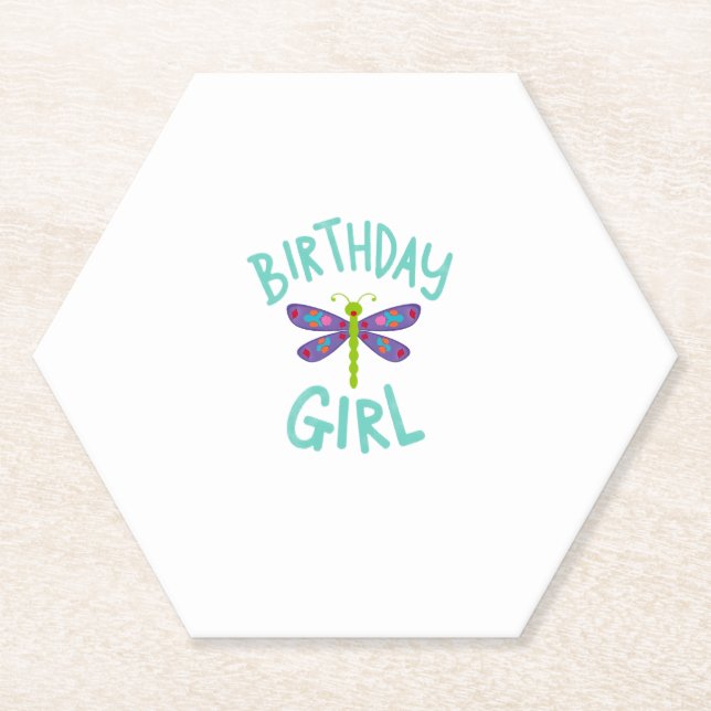 Birthday girl shirt Dragonfly birthday party tee s Untersetzer (Vorderseite)