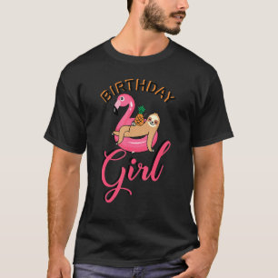 Birthday Girl Sloth Flamingo Ananas Pool Party T-Shirt