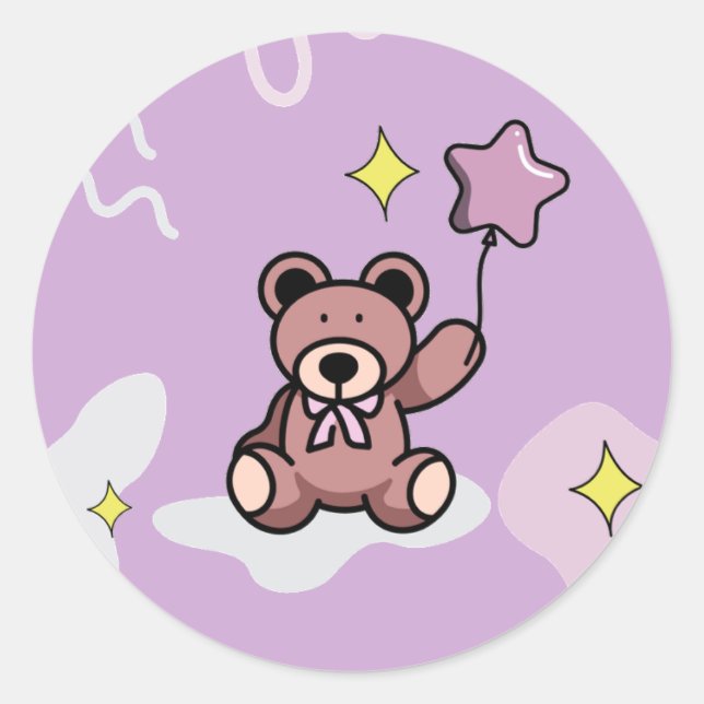 Birthday Girl Teddy Bear Runder Aufkleber (Vorderseite)