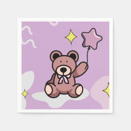 Birthday Girl Teddy Bear Serviette