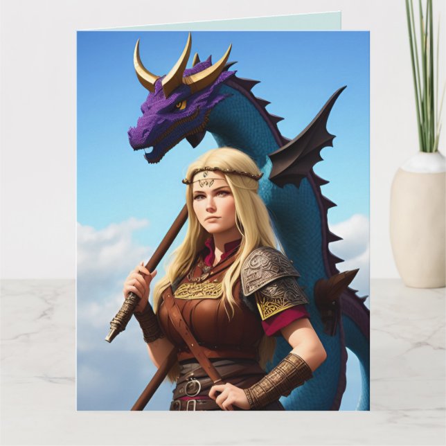 BIRTHDAY GIRL WARRIOR FANTASY BIRTHDAY CARD KARTE (Vorderseite)