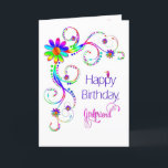 Birthday, Girlfriend, Abstract Floral-Vivid Colors Karte<br><div class="desc">See samen and/or similar image in other categories and products</div>