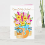 Birthday Girlfriend Bouquet Blume Honey Karte<br><div class="desc">Süß mit einer Touch Land und Gläsern Honig. Dieses Landgal wird diese lustige Karte Liebe. Siehe andere Kategorien mit dem gleichen Bild.</div>