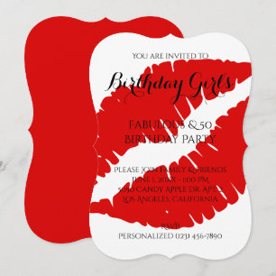 Birthday Girl's Fabulous & 50 Bright Red Lipstick Einladung
