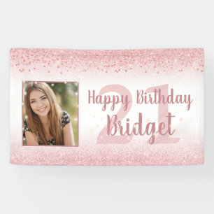 Birthday Girly Rose Gold Glitzer Sparkone Foto Banner