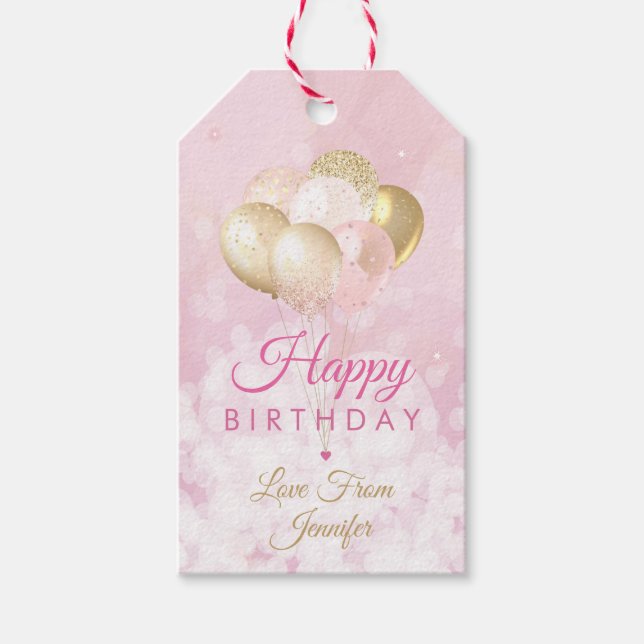 Birthday Glitzer Balloon Geschenkanhänger (Vorderseite)