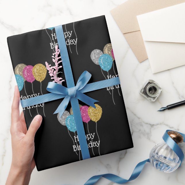 Birthday Glitzer Balloons Muster Geschenkpapier (Schenken)
