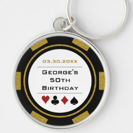 Birthday Gold Black Poker Chip Las Vegas Casino Schlüsselanhänger