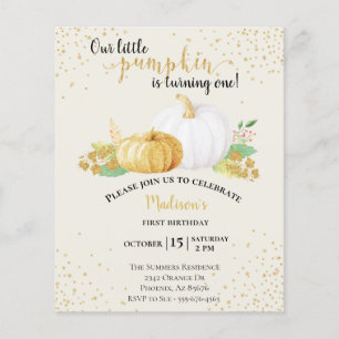 Birthday Gold Glitzer White Pumpkin Herbst Budget