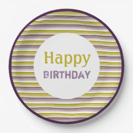 Birthday Gold Lila und Pflaumenpapier-Teller Pappteller