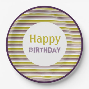 Birthday Gold Lila und Pflaumenpapier-Teller Pappteller