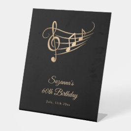Birthday Gold Musiknoten Elegantes Pedestal Zeiche Sockelschild
