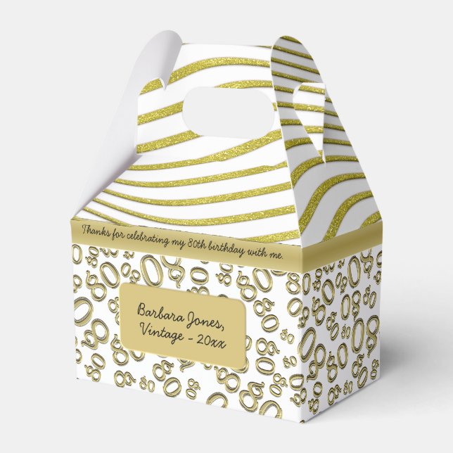 Birthday Gold/White Number Pattern 80 Geschenkschachtel (Vorderseite)