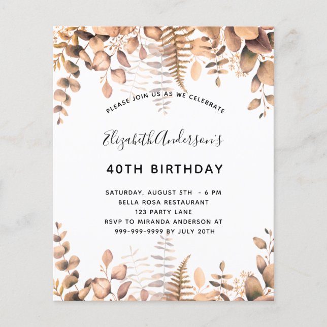 Birthday Golden Eucalyptus - Haushaltsausschreibun Flyer (Vorne)