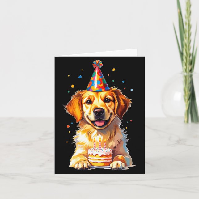 Birthday Golden Retriever, Party Dog  Karte (Vorderseite)