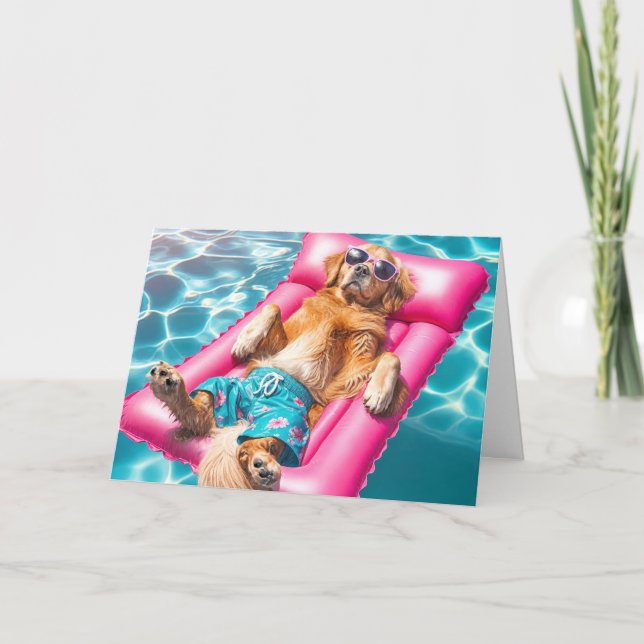 Birthday Golden Retriever Pool Matratze Karte (Vorderseite)