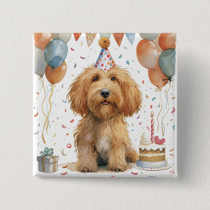 Birthday Goldendoodle Dog Button
