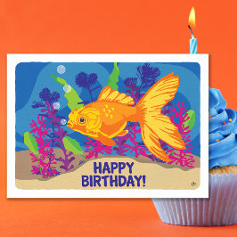 Birthday Goldfish Aquarium Blank Card Karte