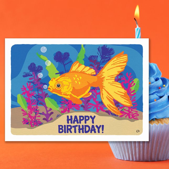 Birthday Goldfish Aquarium Blank Card Karte (Von Creator hochgeladen)