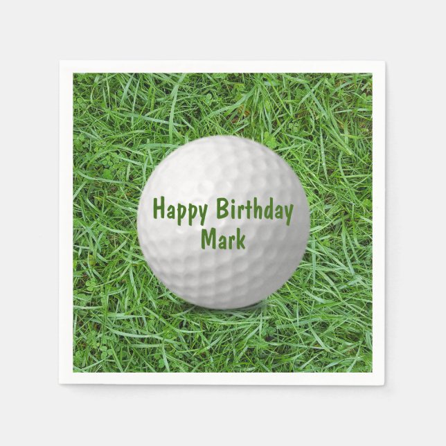 Birthday Golf Ball auf Gras Serviette (Vorderseite)