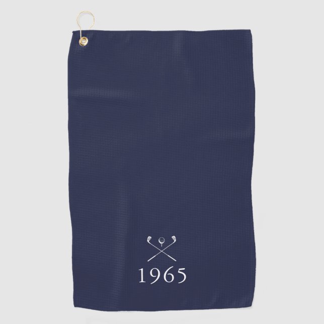 Birthday Golf Clubs Navy Blue Golfhandtuch (Vorderseite)