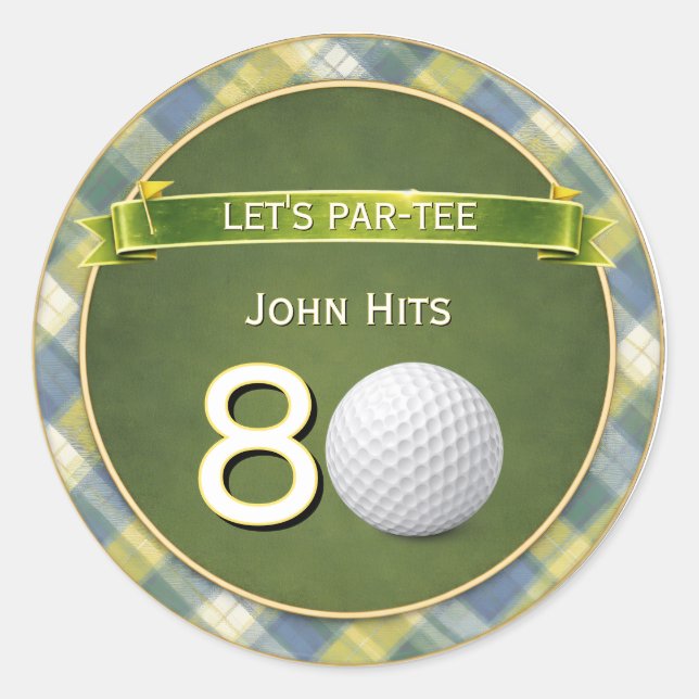  Birthday Golf / Golfing / Golfer Theme Runder Aufkleber (Vorderseite)