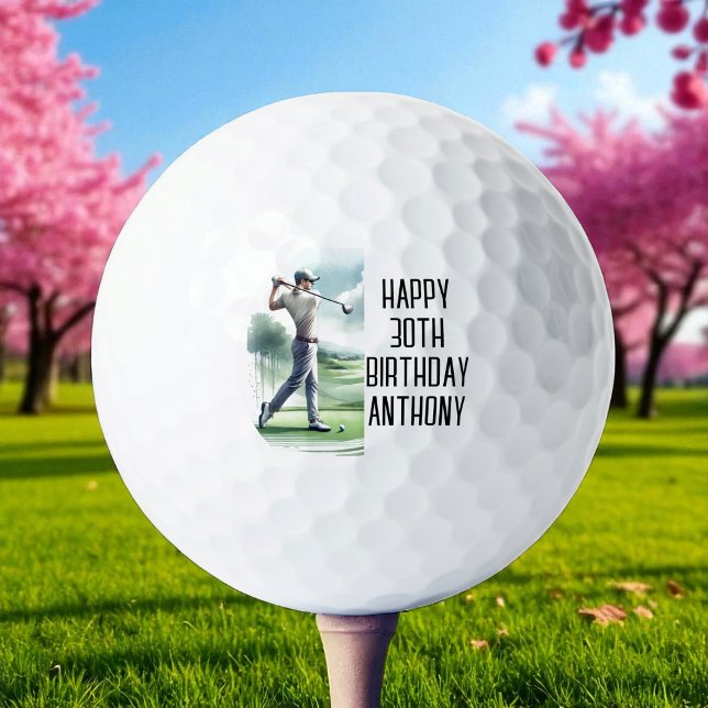Birthday Golfer Funny 30. Happy Vater Golf Balls Golfball (Von Creator hochgeladen)