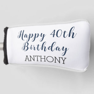 Birthday Golfer Funny 40. Navy Blue Black G Golf Headcover