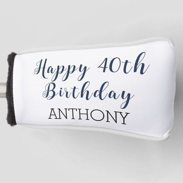 Birthday Golfer Funny 40. Navy Blue Black G Golf Headcover (Vorderseite)