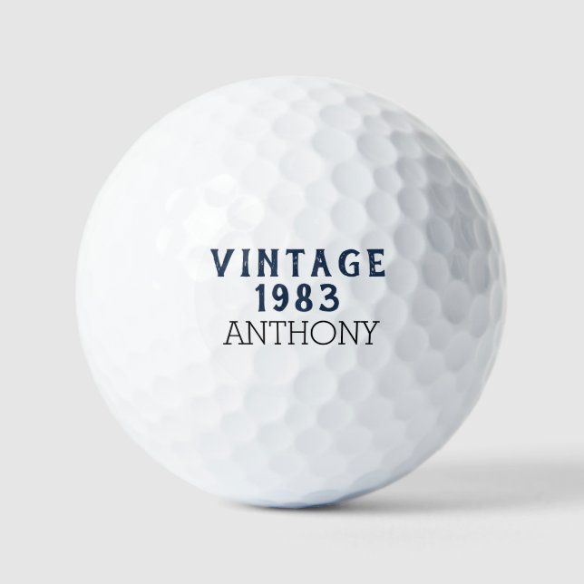 Birthday Golfer Funny 40. Navy Blue Black Golfball (Vorderseite)