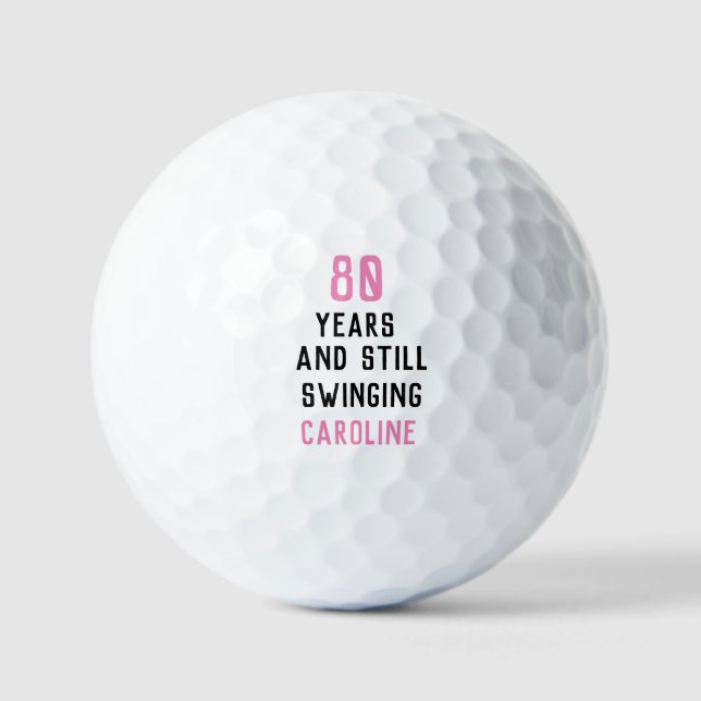Birthday Golfer Funny 80. Happy Pink Par Golfball (Vorderseite)