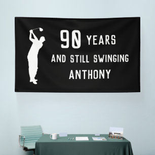 Birthday Golfer Funny 90. Happy Vater Par Sports Banner