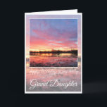 Birthday Grand Daughter, stunning Pink Sunrise. Karte<br><div class="desc">Happy Birthday card for Grand Daughter,  stunning pink and purple sunrise reflected on water. Text Says: Happy Birthday to my lovely Grand Daughter.</div>