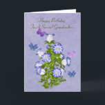 Birthday, Grandmother, Butterflies und Flowers Karte<br><div class="desc">Customize this birthday greeting card for a grandmother by using the provided text templates on the cover and inside to change or delete the wording. Backofen Colorful butterflies in hues of blue, purple and pink, hover around a bouquet of purple and white bell shaped flowers. Background is a mingled medium....</div>