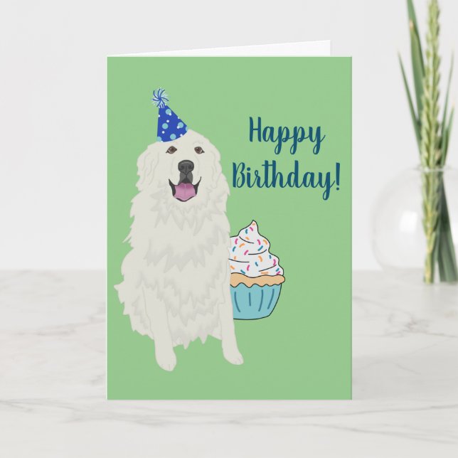 Birthday Great Pyrenäen Mountain Hund Karte (Vorderseite)