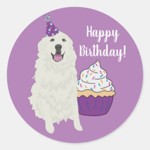 Birthday Great Pyrenäen Mountain Hund Runder Aufkleber