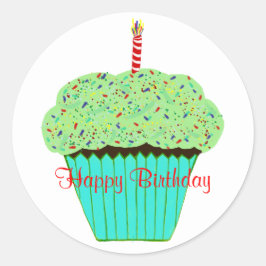 Birthday Green Zuckerguss Chocolate Runder Aufkleber