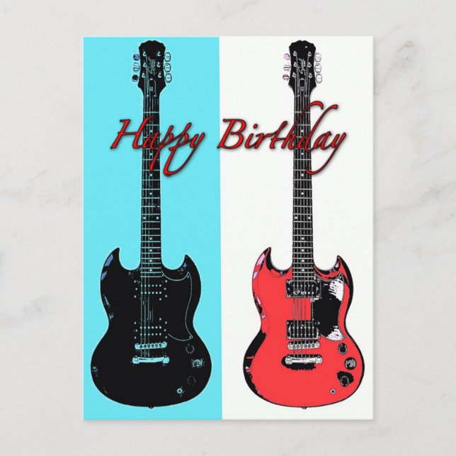 Birthday Guitars Post Card Postkarte (Vorderseite)